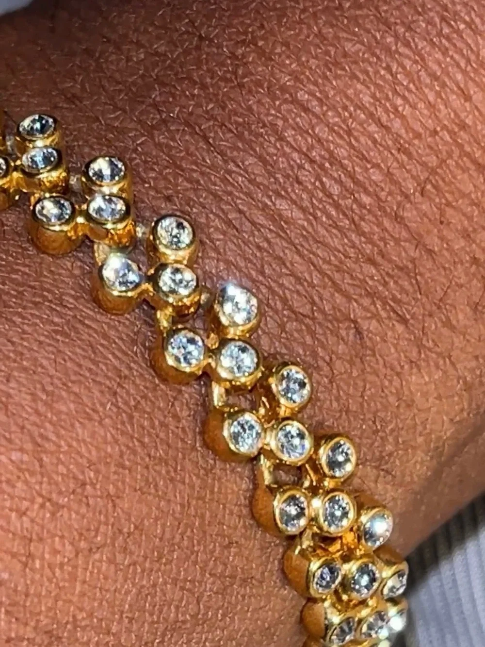 Vintage JBK Gold Tone Clear Rhinestone Tennis Bracelet 7.5” Signed Sparkly